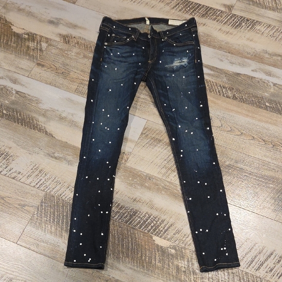 rag & bone Artistic Blue and White Skinny Jeans - Picture 2 of 6